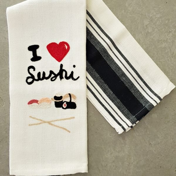 I LOVE SUSHI – “DUE FRAGOLE”- KITCHEN TOWELS我爱寿司-“两个草莓”-厨房毛巾