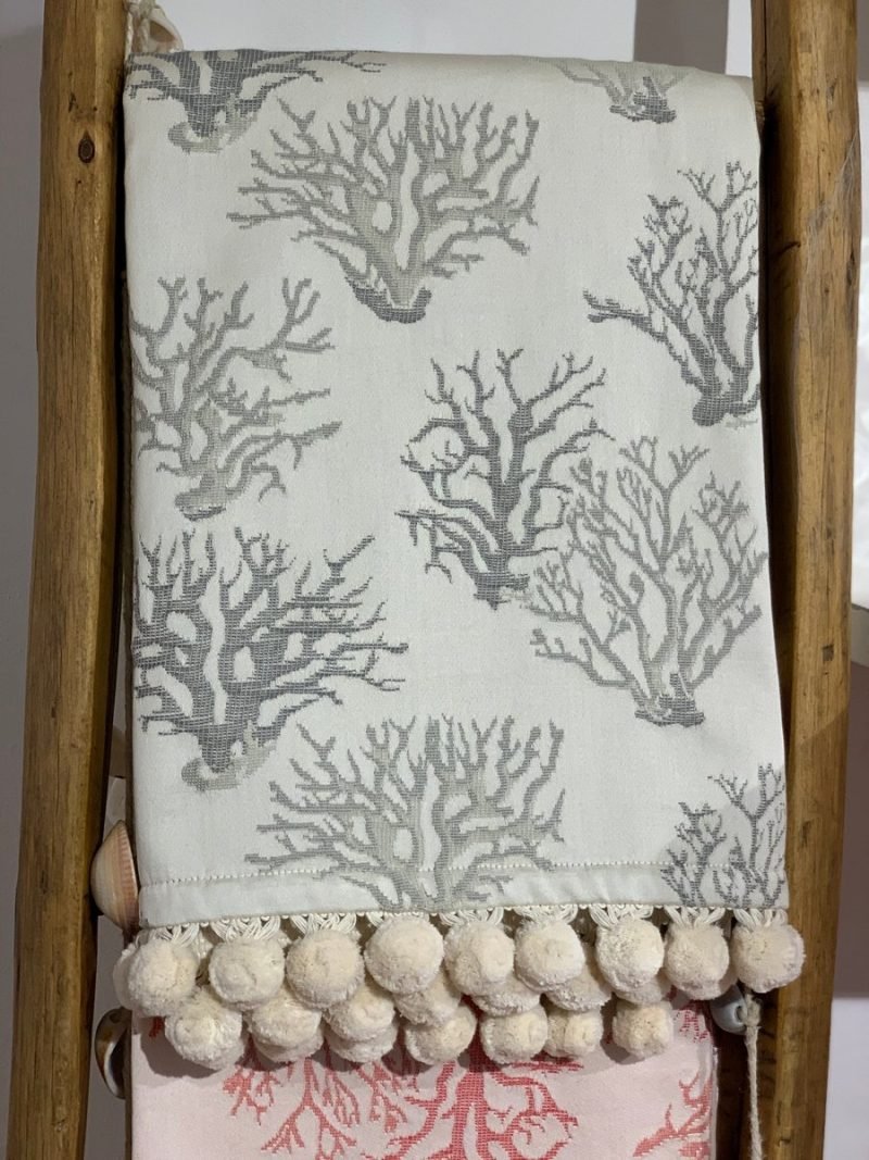 BEACH / POOL TOWEL CORALLS WITH PON PON沙滩/泳池浴巾 – 珊瑚-毛球坠 - immagine 7