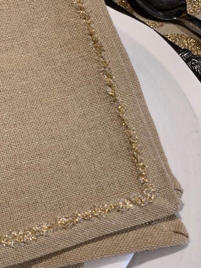 BAMBU' GOLD LUREX - TABLECLOTH 180x270cm +NAPKINS竹子卢勒克斯金色织物-180×270cm桌布餐巾组合 - immagine 3