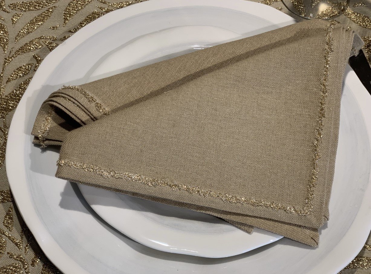 BAMBU' GOLD LUREX - TABLECLOTH 180x270cm +NAPKINS竹子卢勒克斯金色织物-180×270cm桌布餐巾组合 - immagine 5