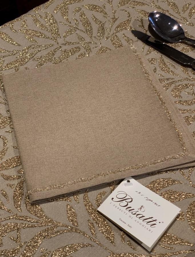 BAMBU' GOLD LUREX - TABLECLOTH 180x270cm +NAPKINS竹子卢勒克斯金色织物-180×270cm桌布餐巾组合 - immagine 6