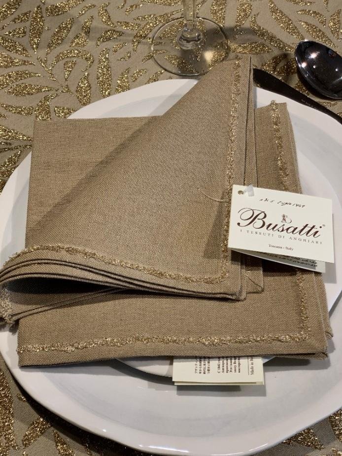 BAMBU' GOLD LUREX - TABLECLOTH 180x270cm +NAPKINS竹子卢勒克斯金色织物-180×270cm桌布餐巾组合 - immagine 7