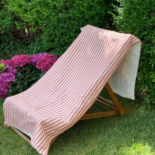 (LINED) BEACH/POOL TOWEL – POMEGRANATE（亚麻）沙滩/泳池浴巾 – 石榴