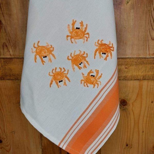 CRABS - EMBROIDERED KITCHEN TOWEL螃蟹-刺绣厨房毛巾